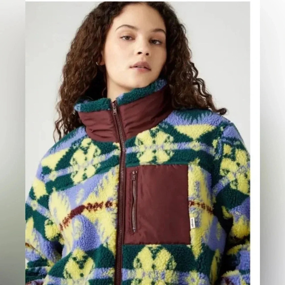 Wrangler Women's Multi Colored Sherpa Fleece Zip Through Jacket 112342 NWT - Picture 6 of 16